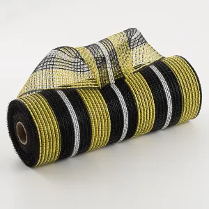 10" Bold Stripe Fabric Mesh: Yellow, Black, White