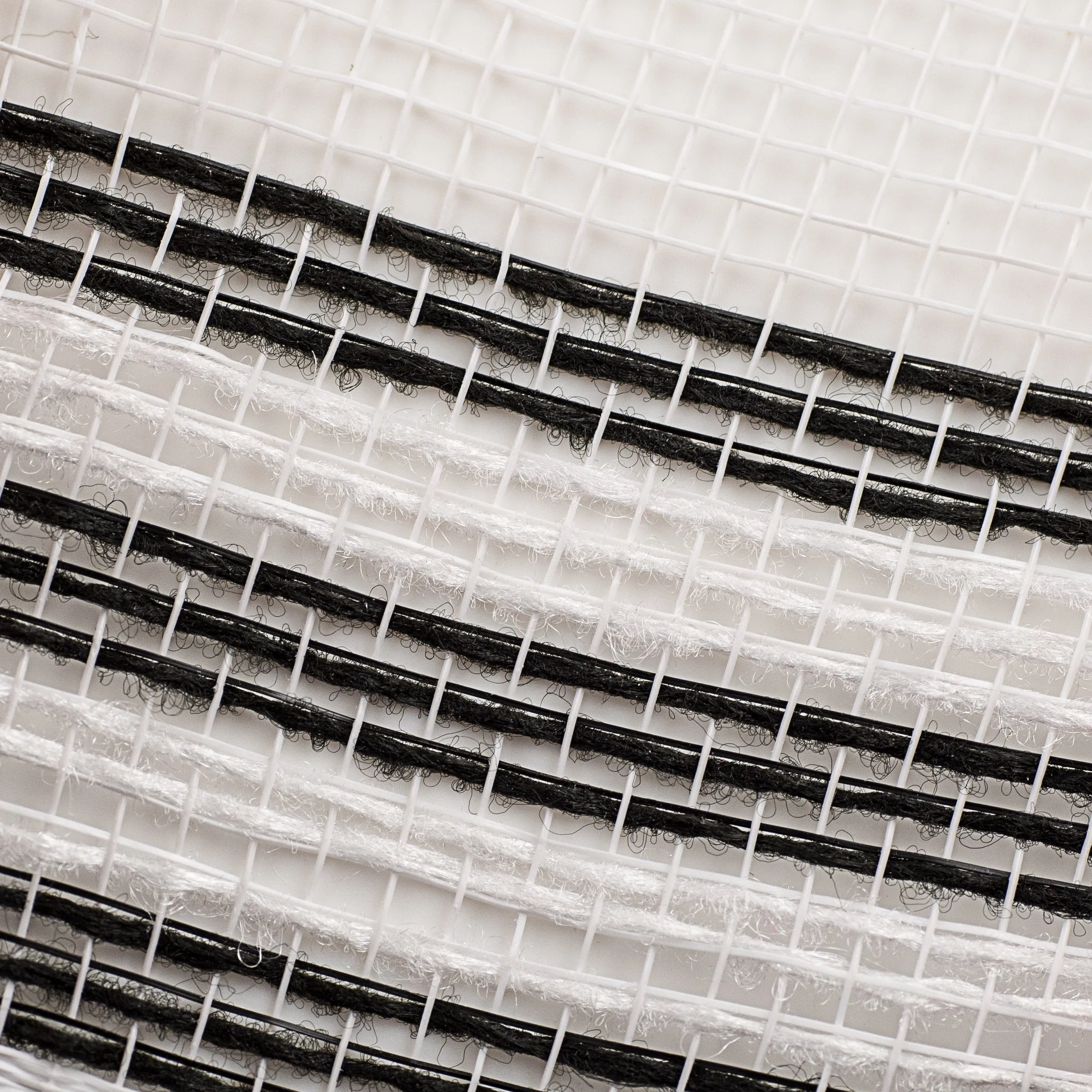 10" Border Stripe Mesh: White & Black