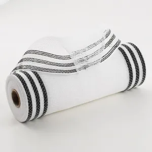 10" Border Stripe Mesh: White & Black
