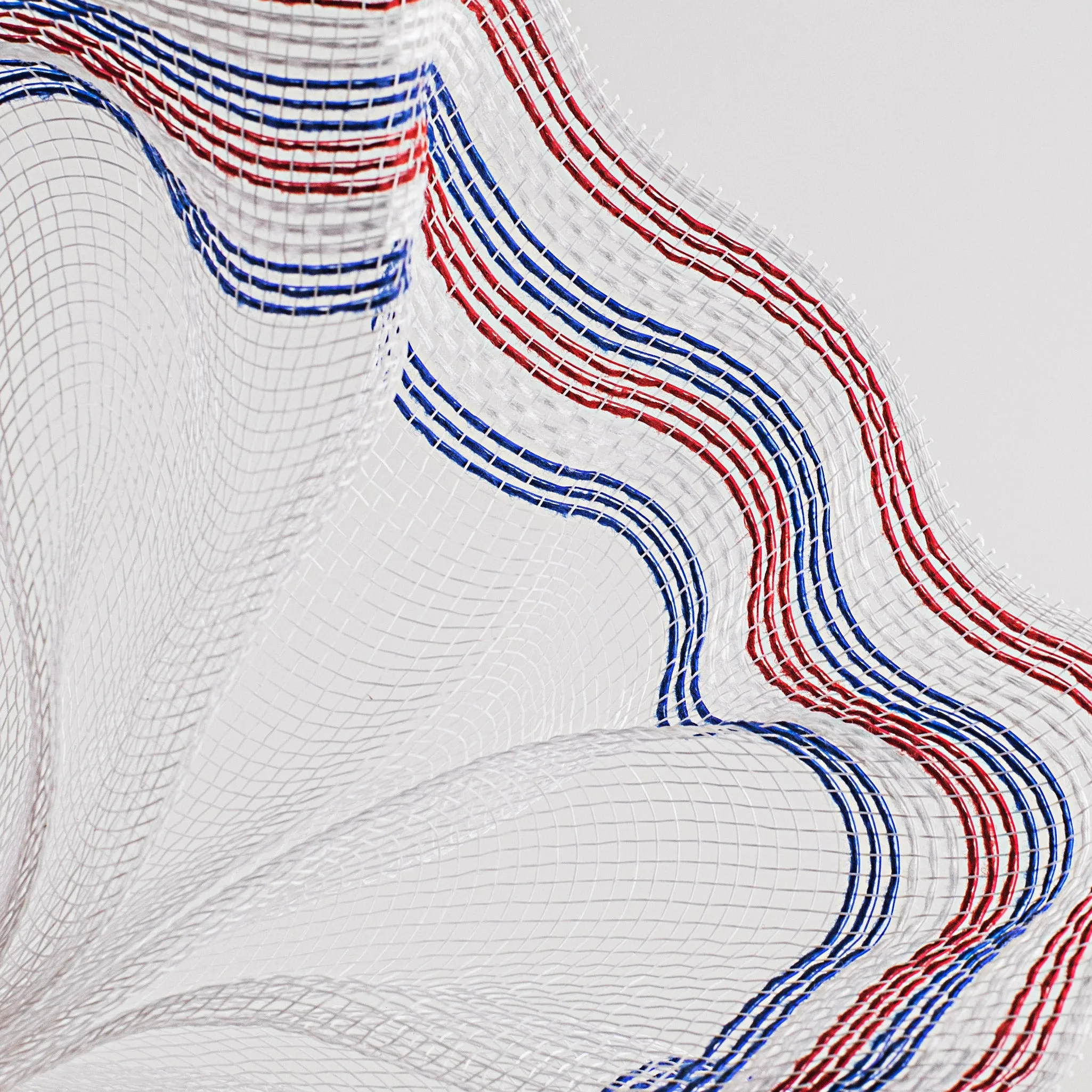 10" Border Stripe Mesh: White, Red, Blue