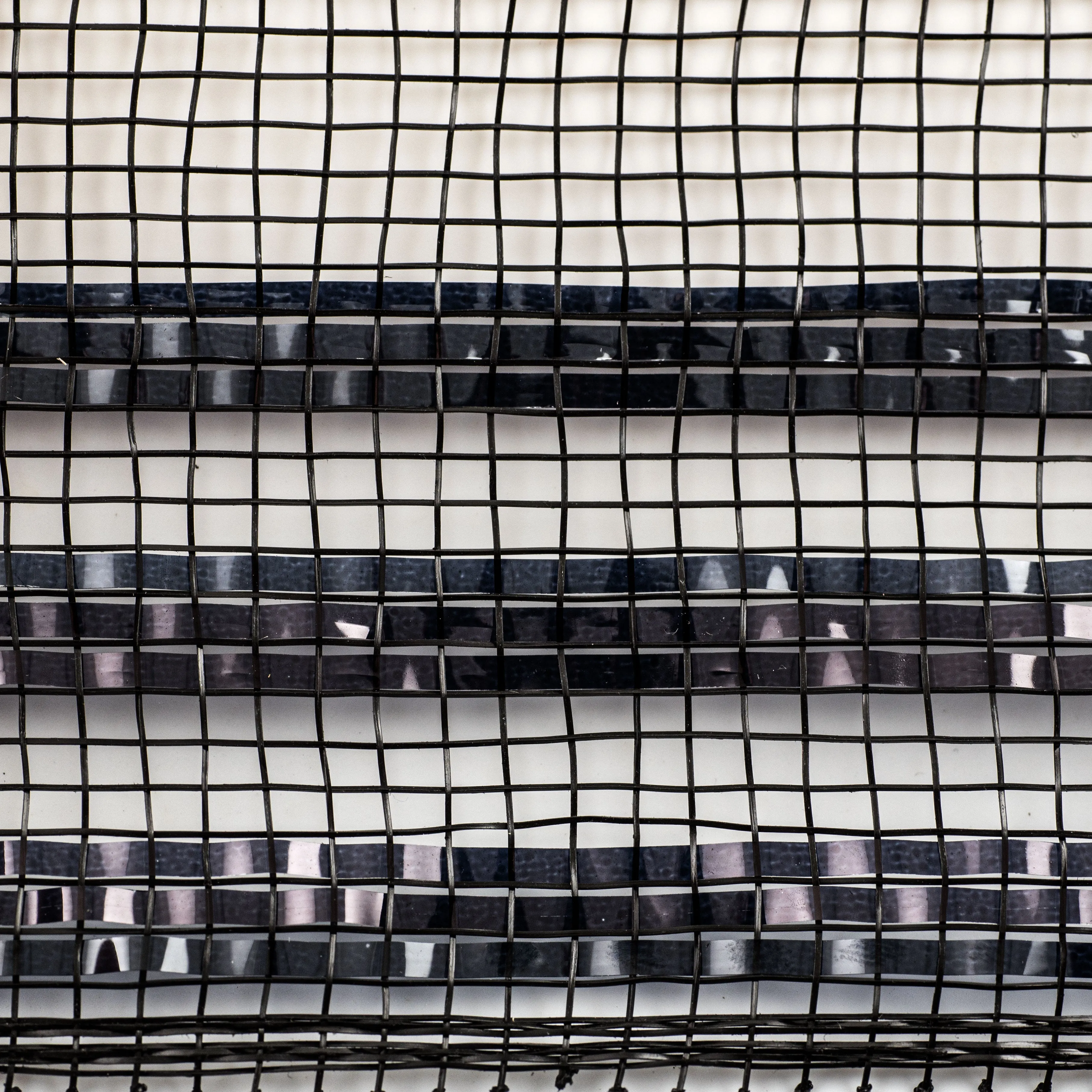 10" Border Stripe Metallic Mesh: Black