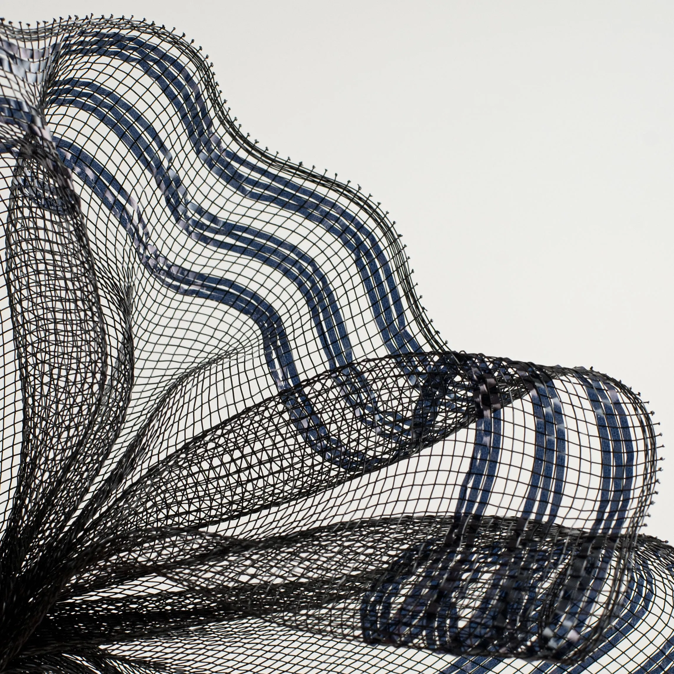 10" Border Stripe Metallic Mesh: Black