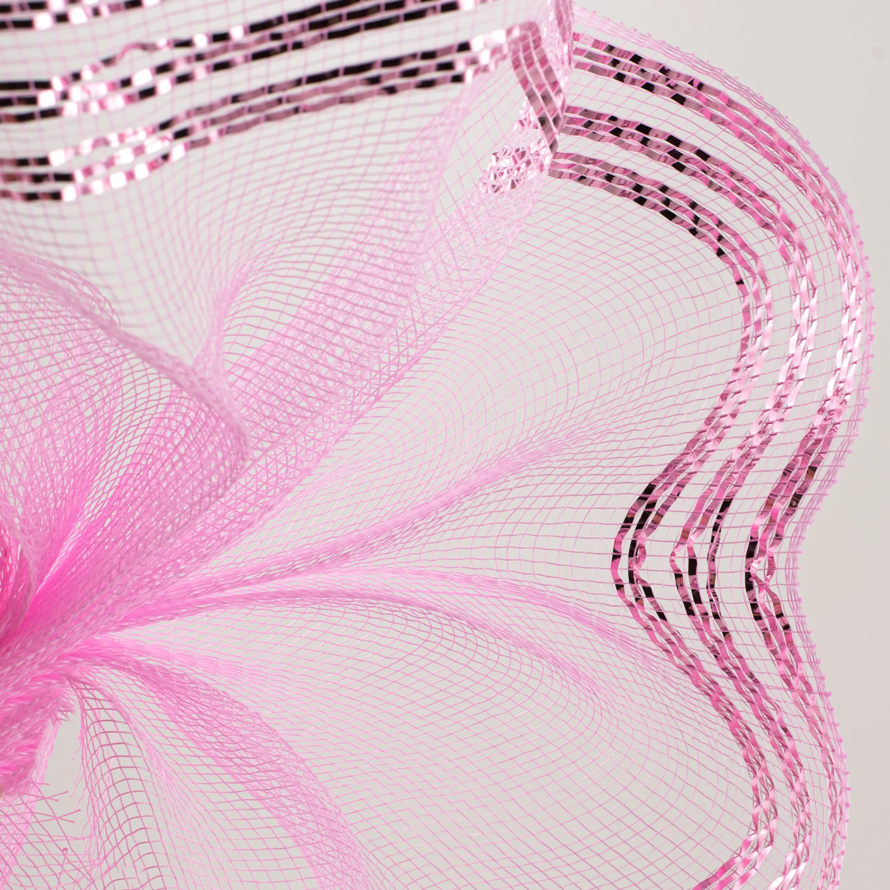 10" Border Stripe Metallic Mesh: Pink
