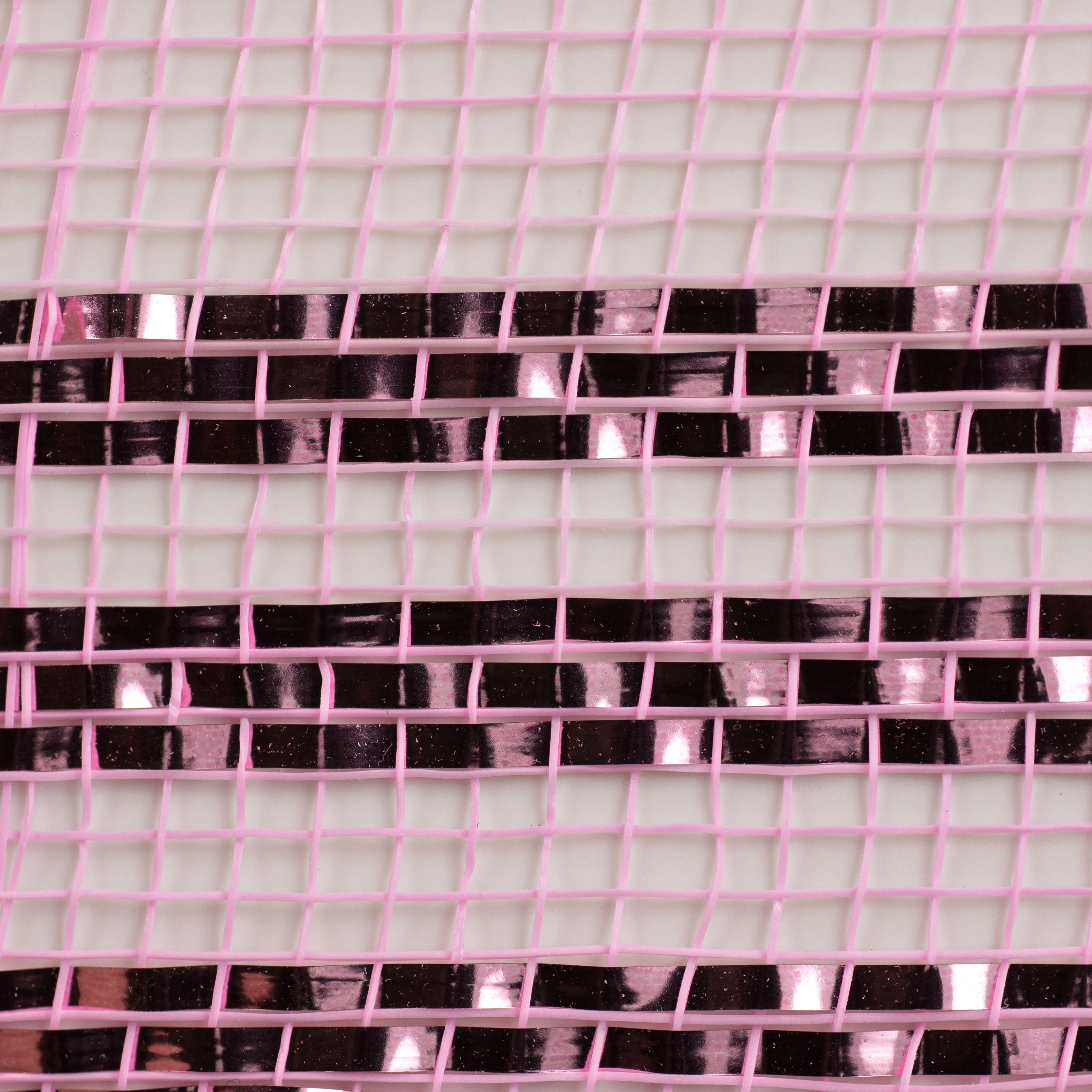 10" Border Stripe Metallic Mesh: Pink