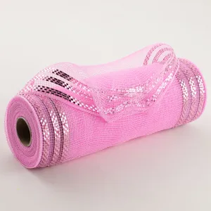 10" Border Stripe Metallic Mesh: Pink