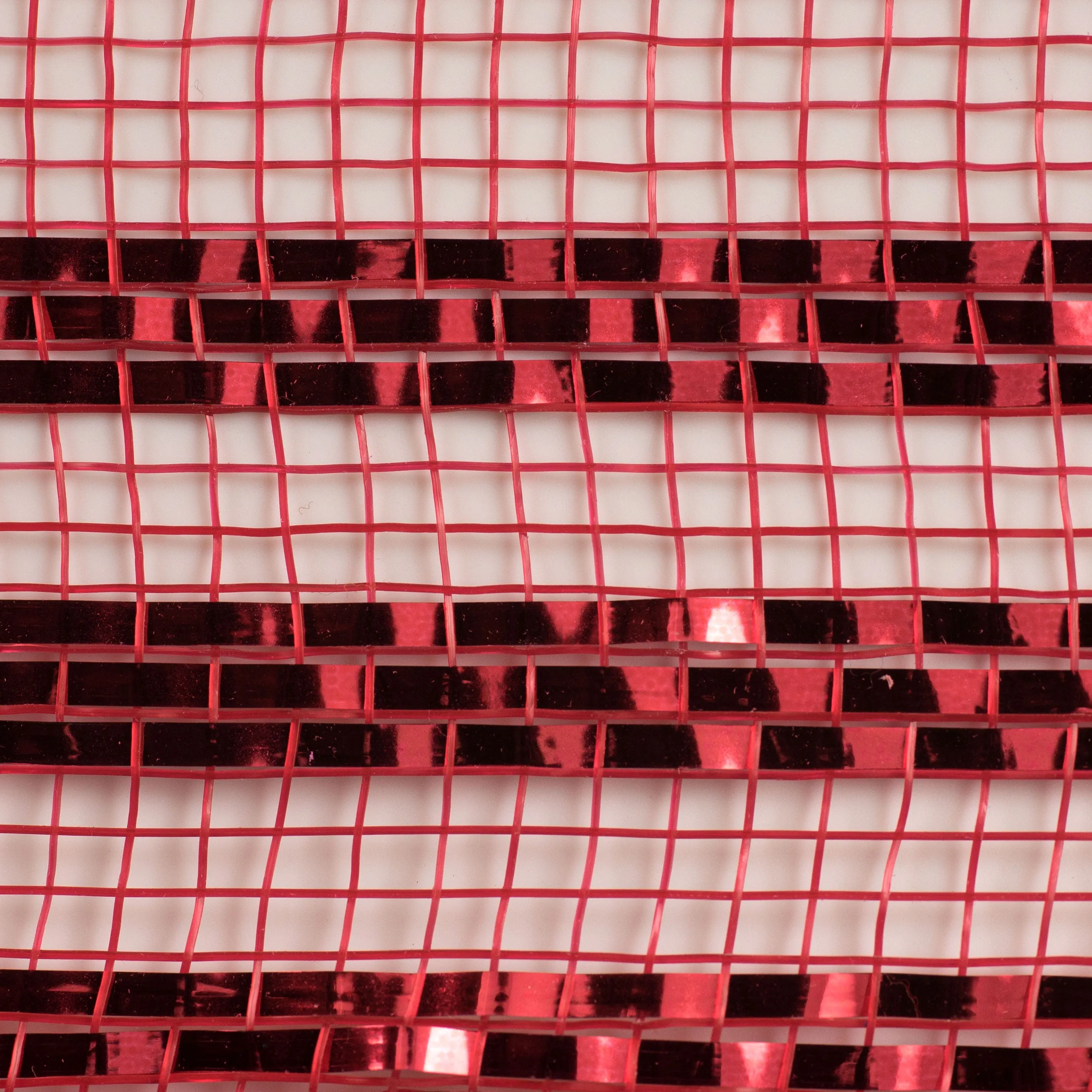 10" Border Stripe Metallic Mesh: Red
