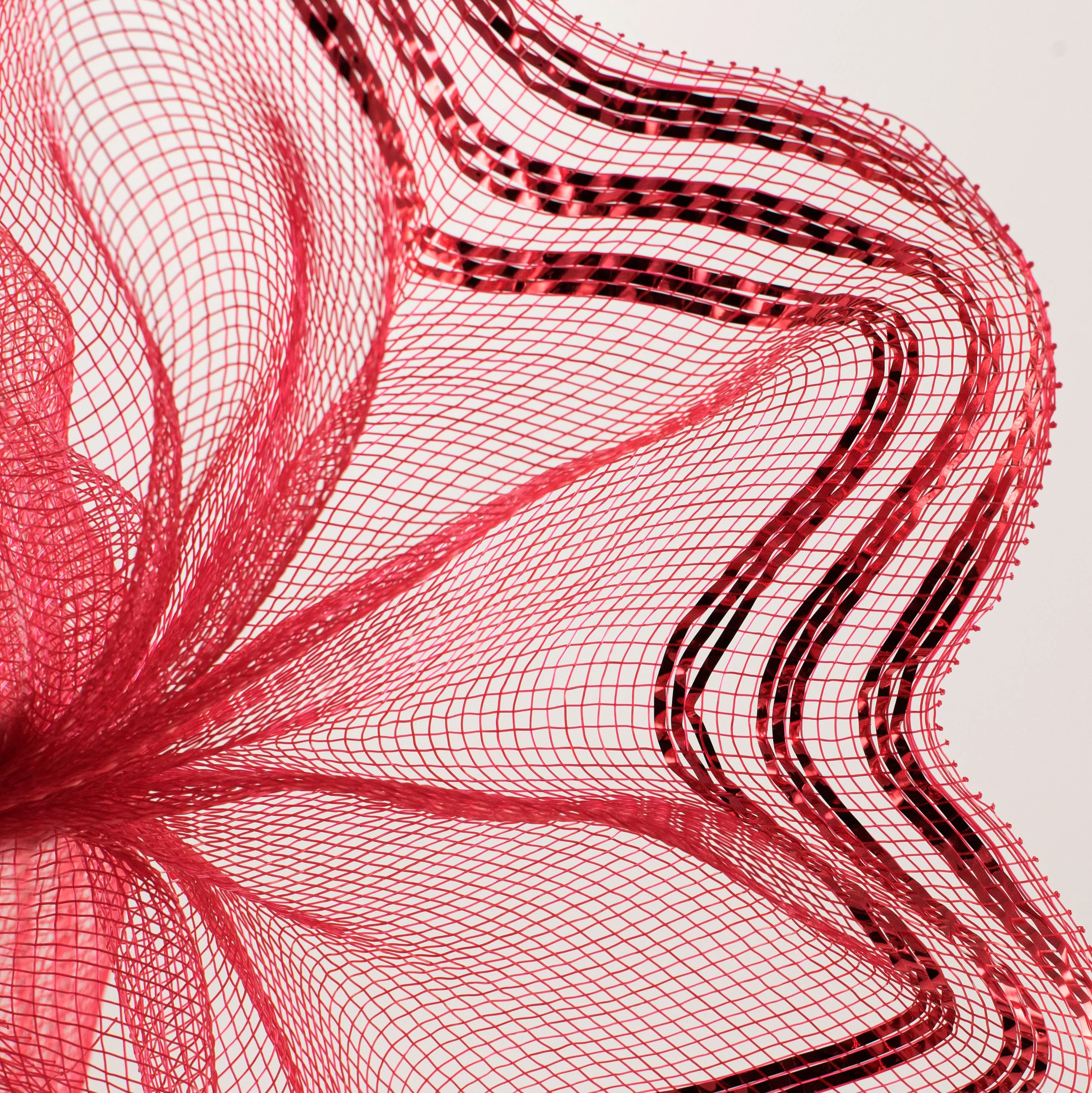 10" Border Stripe Metallic Mesh: Red