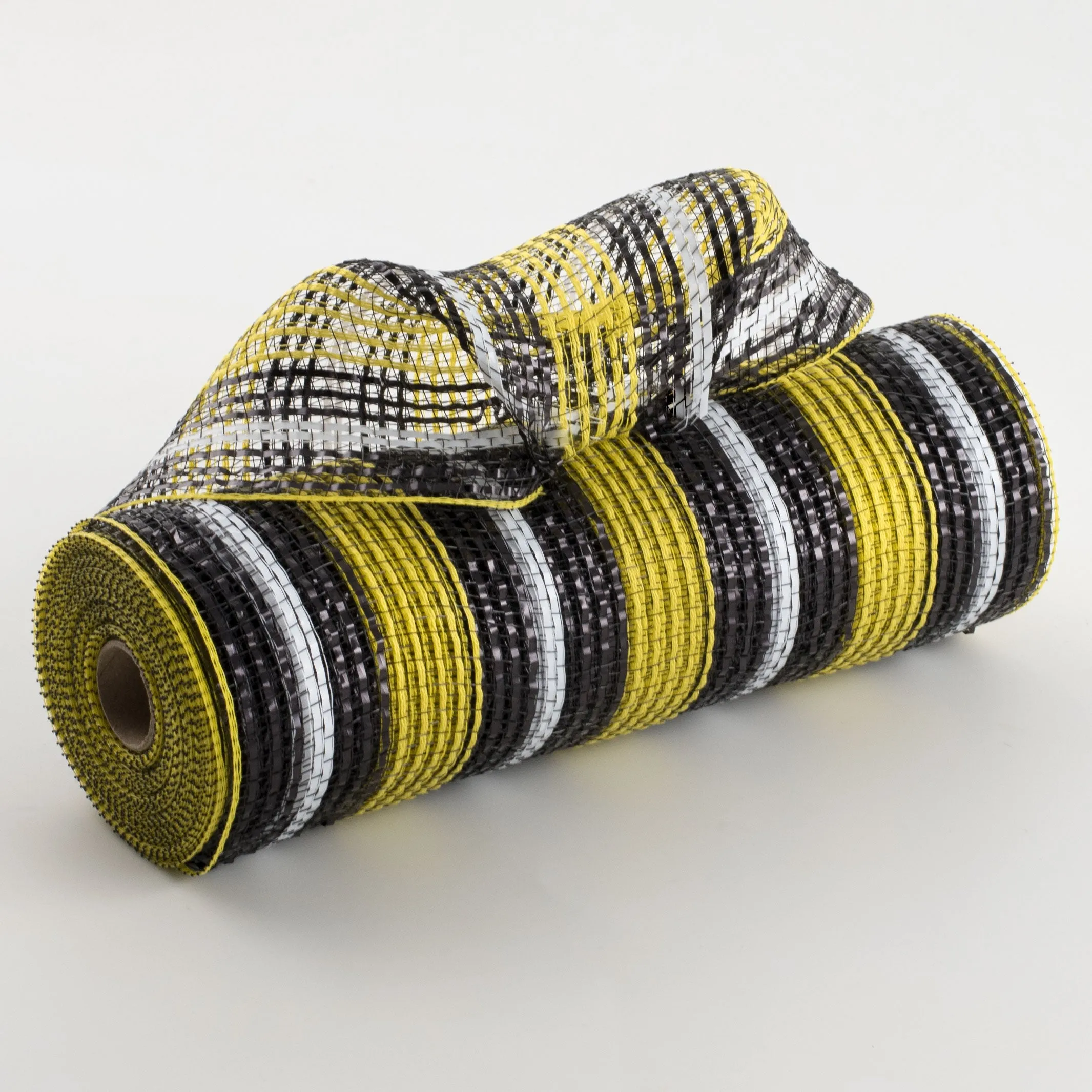 10" Fabric Bold Stripe Mesh: Yellow, Black, White