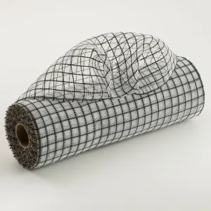 10" Fabric Fine Weave Check Mesh: White with Black