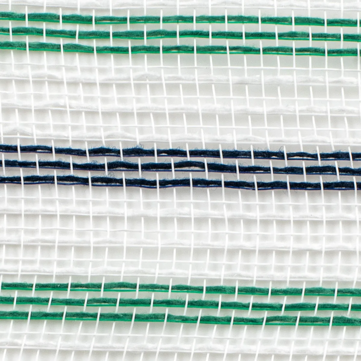 10" Faux Jute Stripe Mesh: White, Navy Blue, Emerald Green