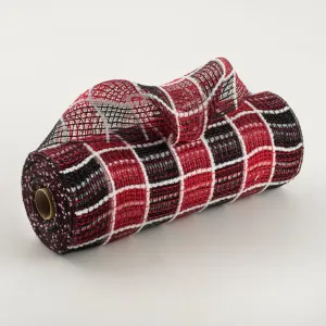10" Fuzz Snow Check Mesh: Black & Red