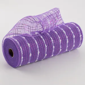 10" Metallic Snowball Deco Mesh: Lavender & White (10 Yards)