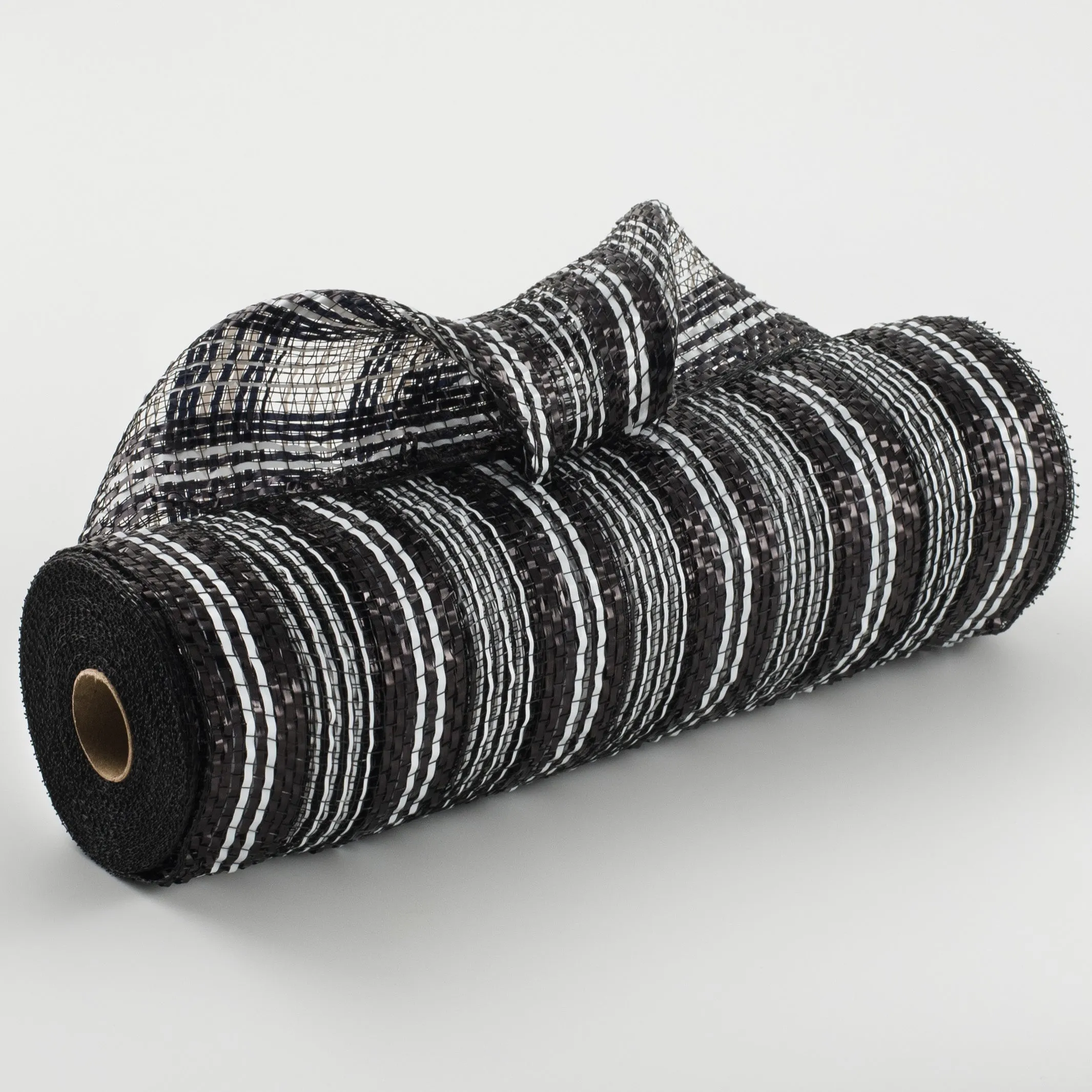 10" Metallic Stripe Mesh: Black & White