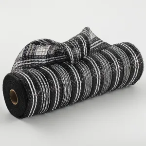 10" Metallic Stripe Mesh: Black & White