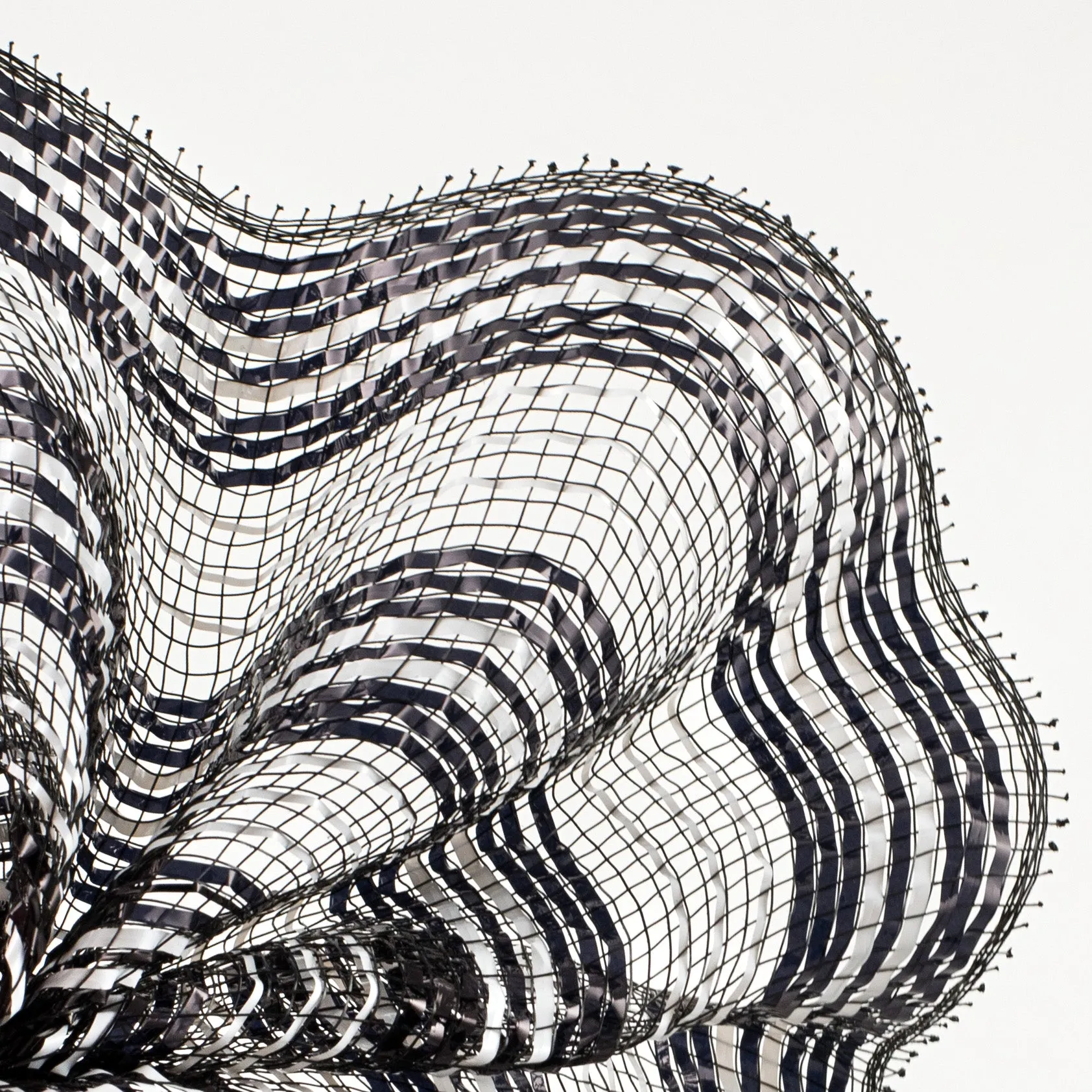 10" Metallic Stripe Mesh: Black & White