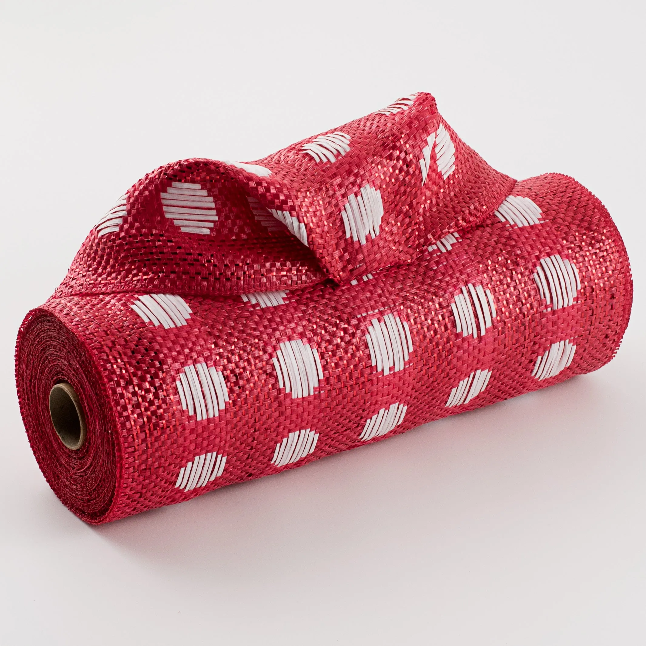 10" Polka Dot Woven Mesh: Red & White