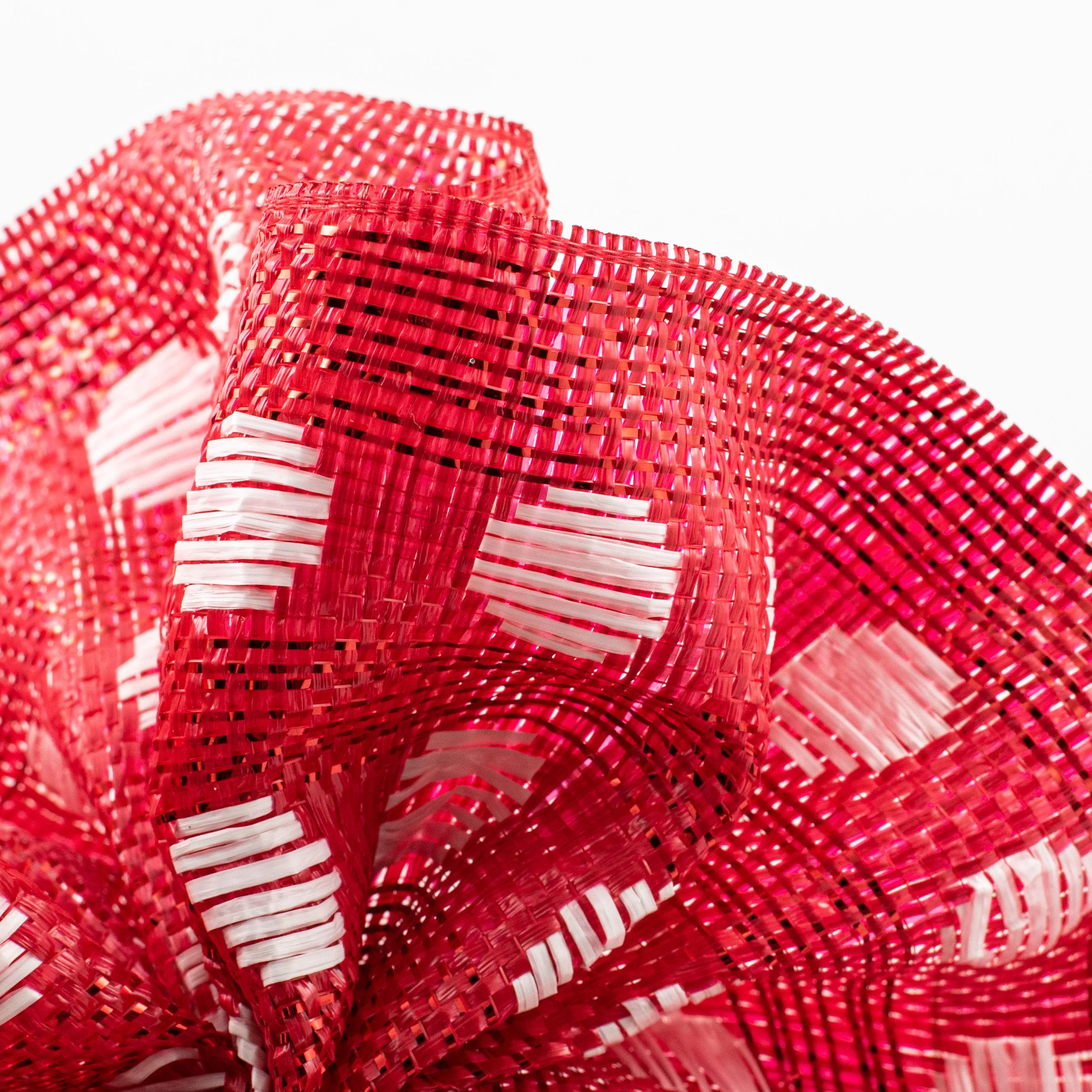 10" Polka Dot Woven Mesh: Red & White