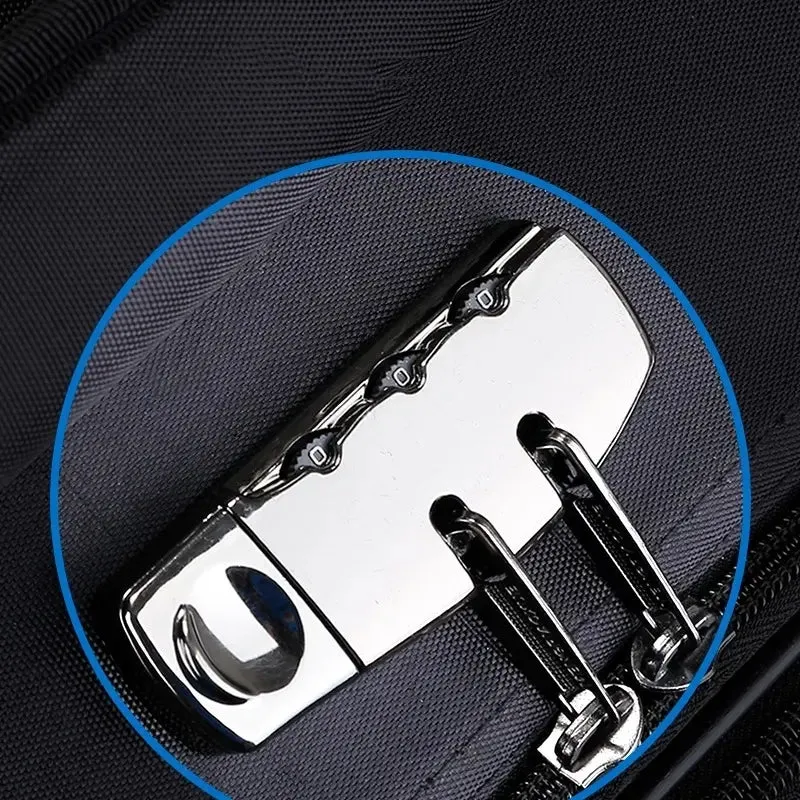 (2-piece set) 39.6L / 24 L travel suitcase trolley luggage set with zipper combination lock - black