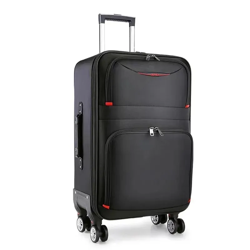 (2-piece set) 39.6L / 24 L travel suitcase trolley luggage set with zipper combination lock - black