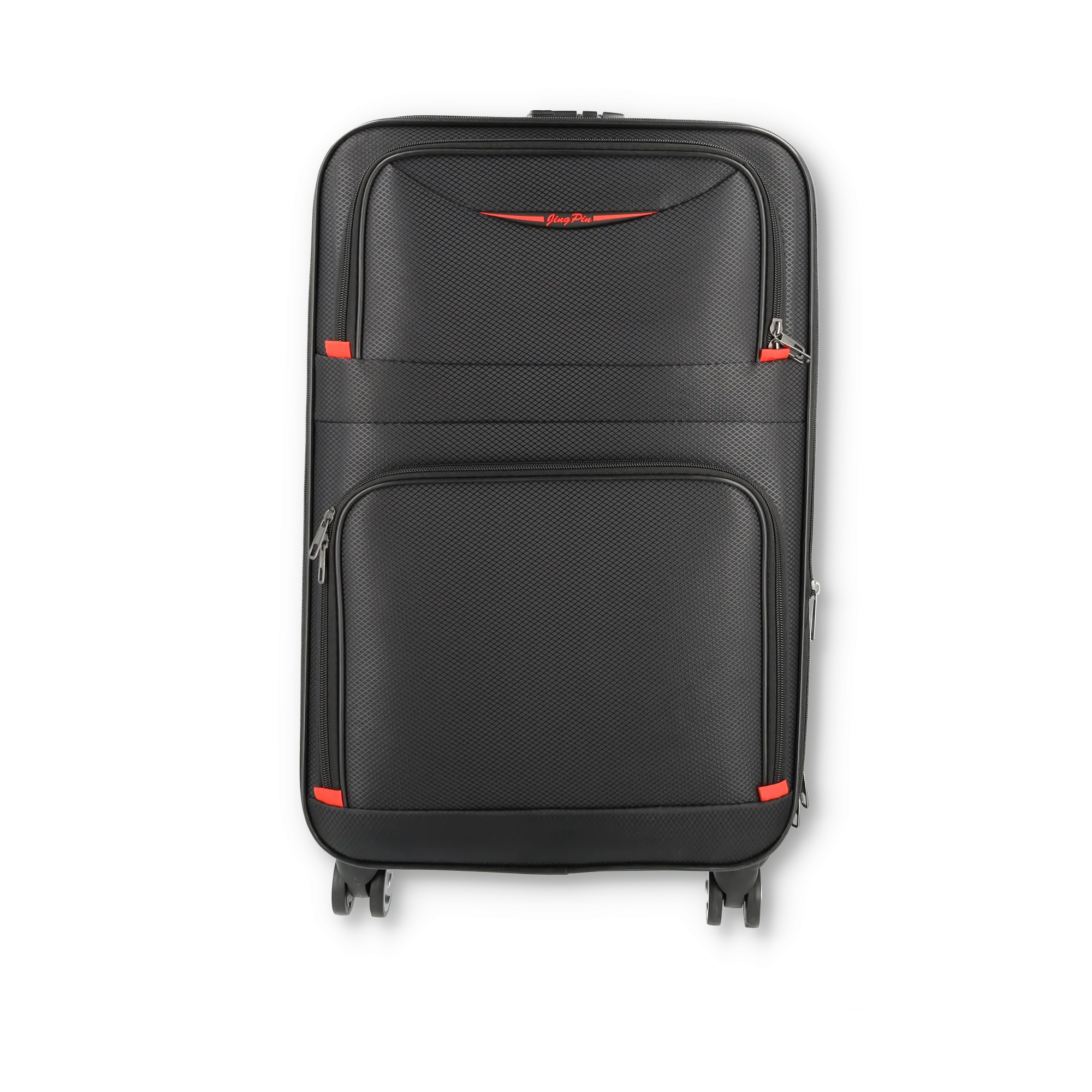 (2-piece set) 39.6L / 24 L travel suitcase trolley luggage set with zipper combination lock - black