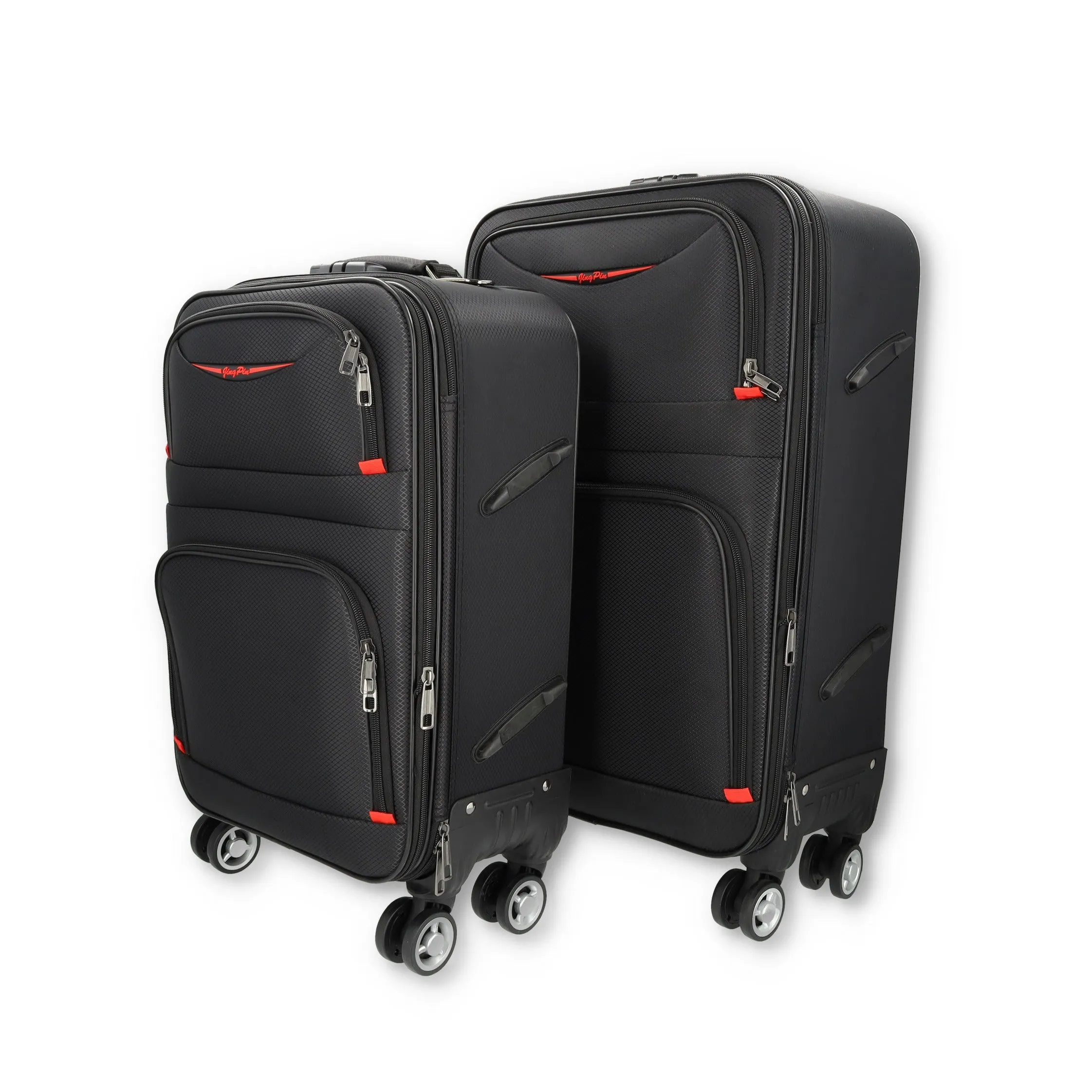 (2-piece set) 39.6L / 24 L travel suitcase trolley luggage set with zipper combination lock - black