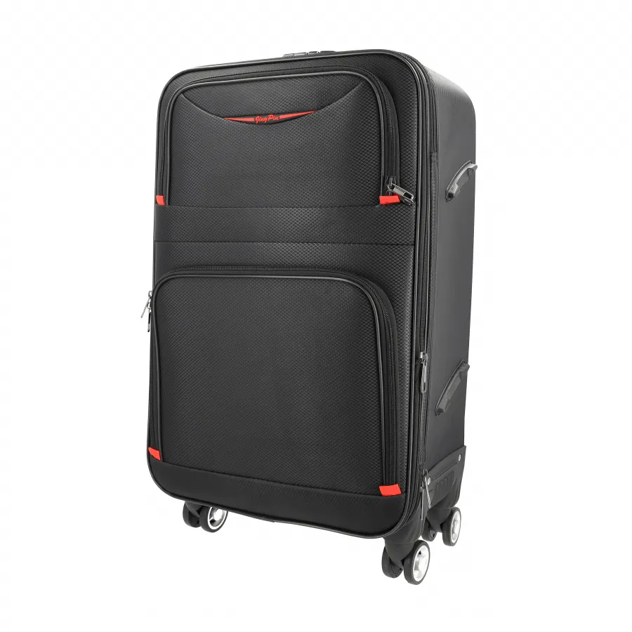 (2-piece set) 39.6L / 24 L travel suitcase trolley luggage set with zipper combination lock - black