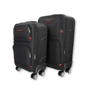 (2-piece set) 39.6L / 24 L travel suitcase trolley luggage set with zipper combination lock - black