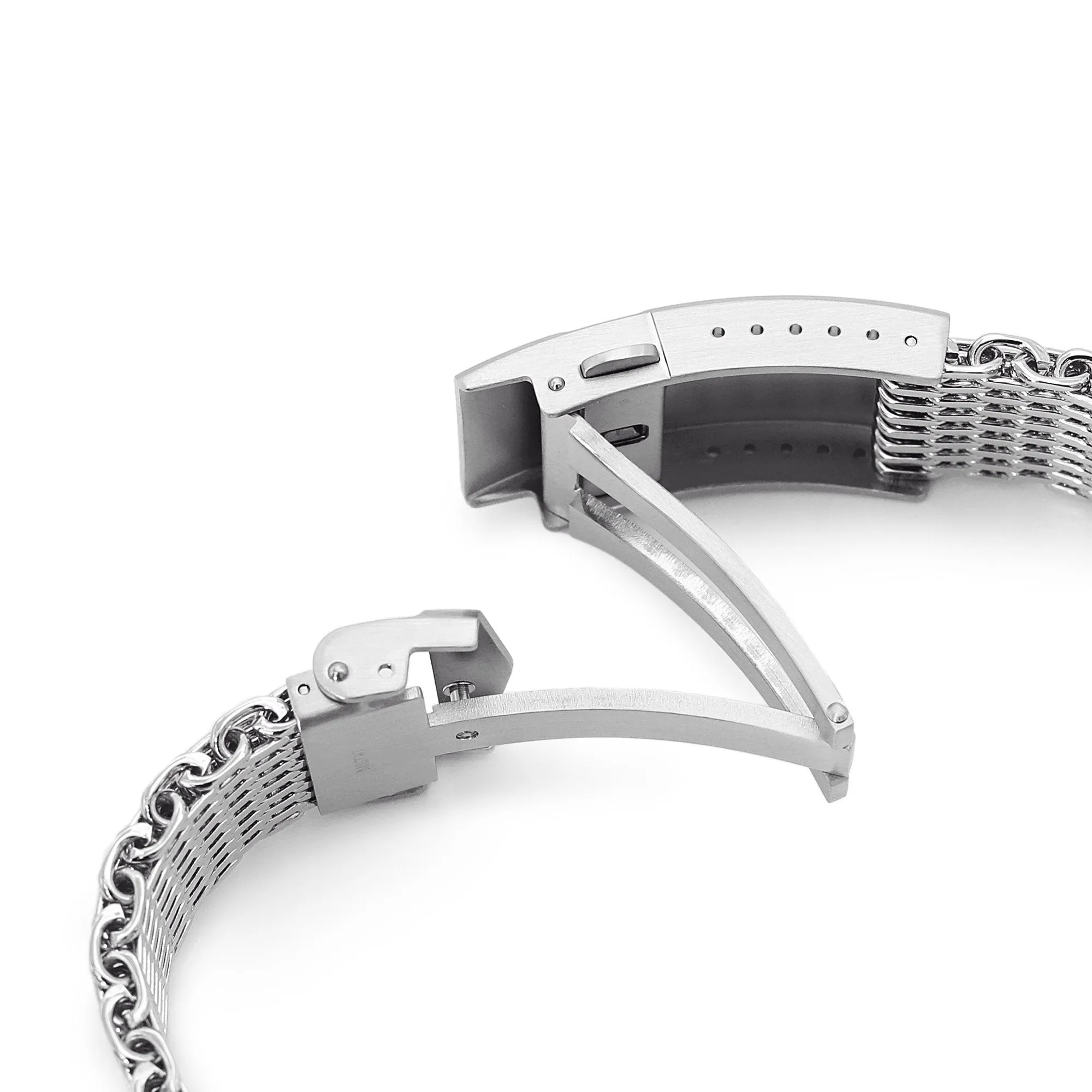 20mm Tapered "SHARK" Mesh Band, V-Clasp, Polished