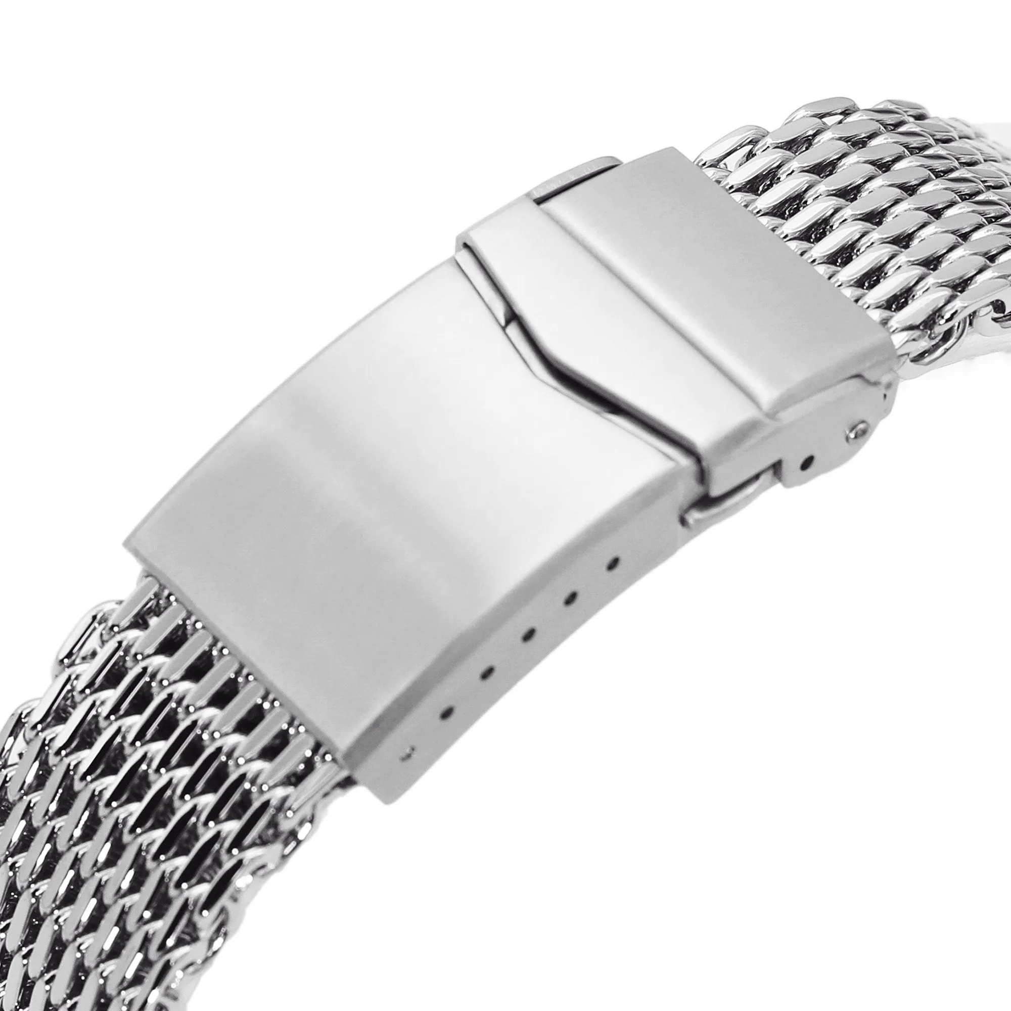 20mm Tapered "SHARK" Mesh Band, V-Clasp, Polished