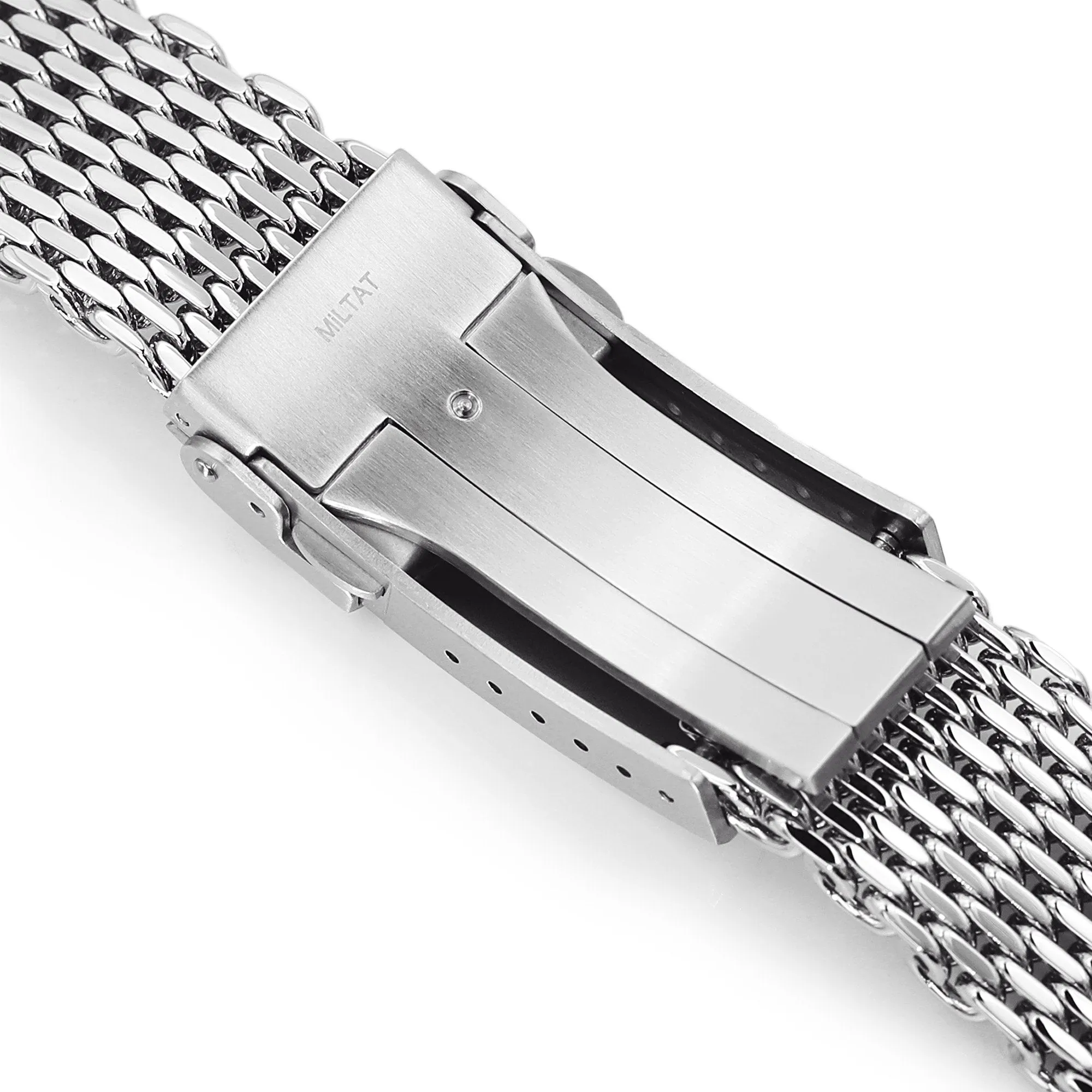 20mm Tapered "SHARK" Mesh Band, V-Clasp, Polished