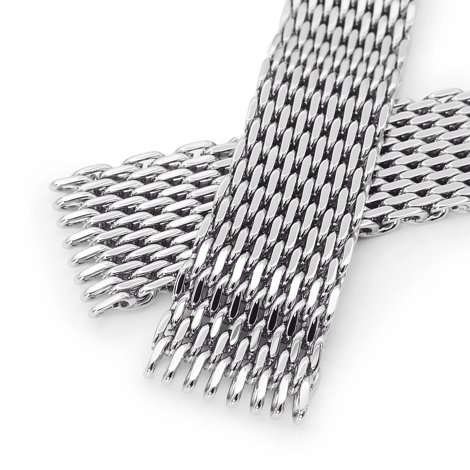 20mm Tapered "SHARK" Mesh Band, V-Clasp, Polished