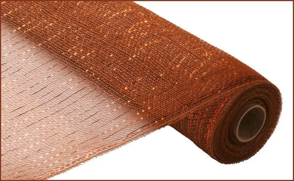 21" Deco Poly Mesh: Metallic Brown/Copper Foil