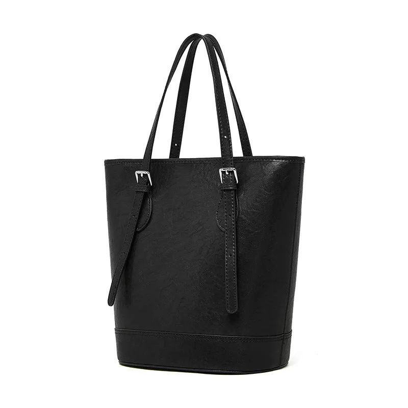 28.5CM Female Trendy Single Shoulder Underarm Large Capacity Bucket Bag 2915 Black