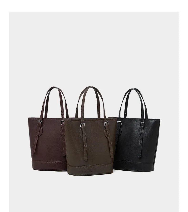 28.5CM Female Trendy Single Shoulder Underarm Large Capacity Bucket Bag 2915 Black