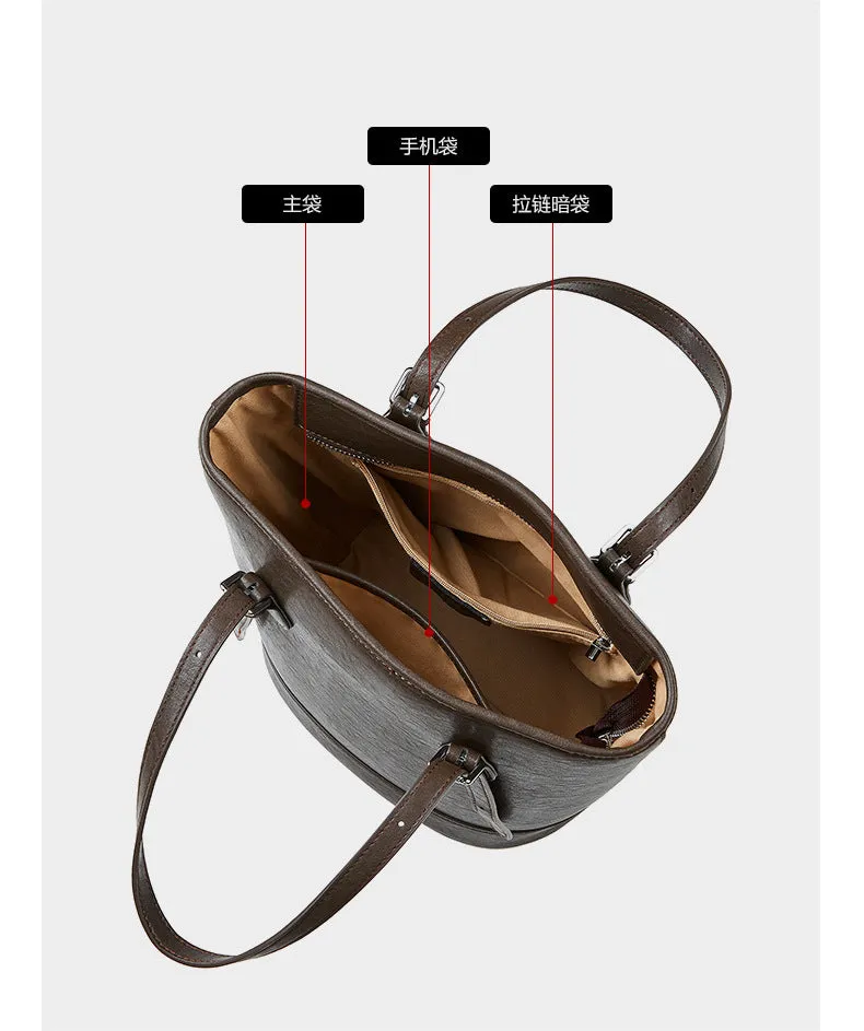28.5CM Female Trendy Single Shoulder Underarm Large Capacity Bucket Bag 2915 Black