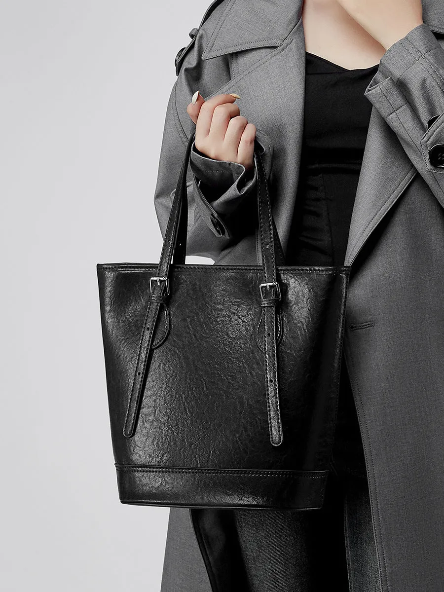28.5CM Female Trendy Single Shoulder Underarm Large Capacity Bucket Bag 2915 Black