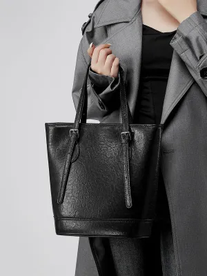 28.5CM Female Trendy Single Shoulder Underarm Large Capacity Bucket Bag 2915 Black
