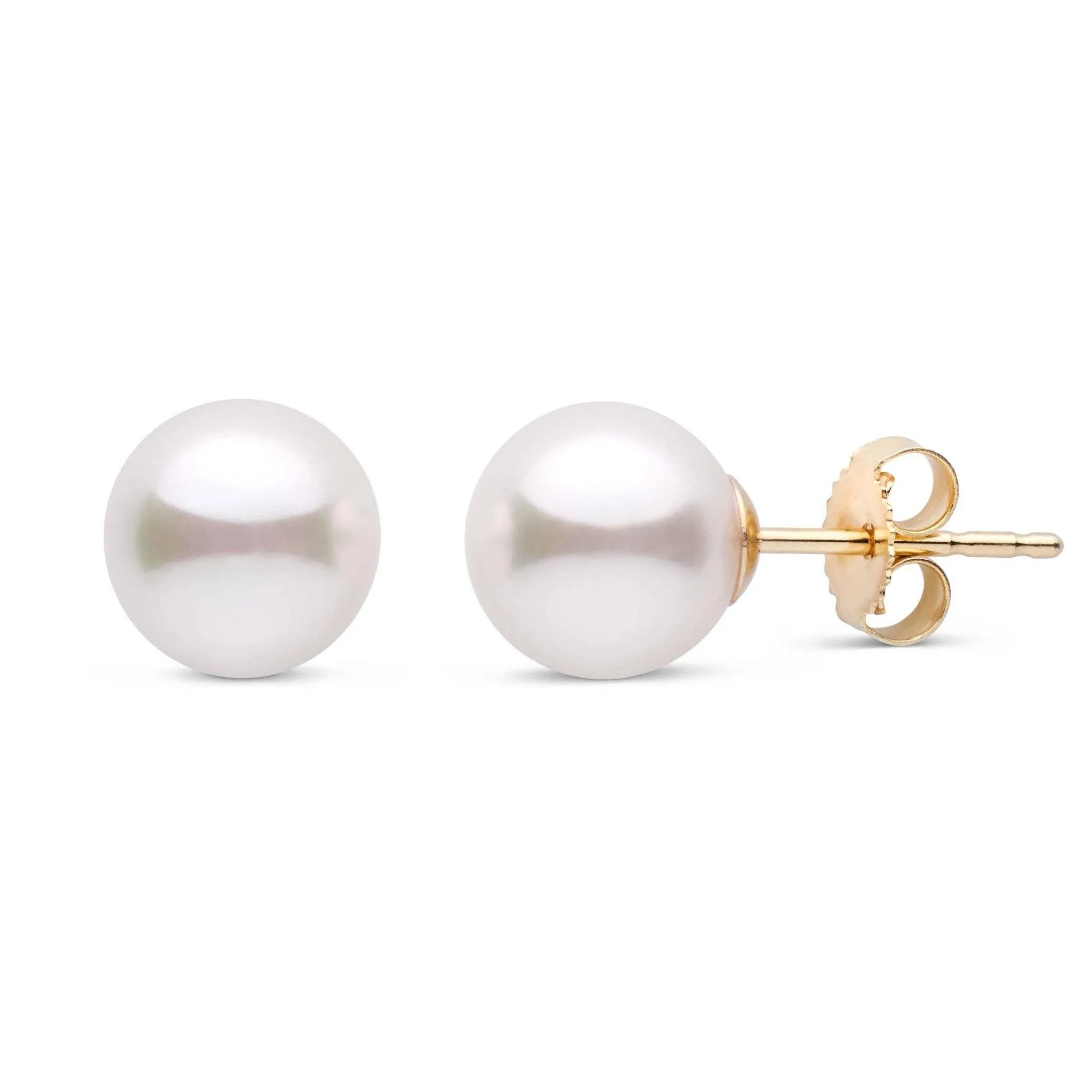 7.5-8.0 mm White Akoya AA  Pearl Stud Earrings