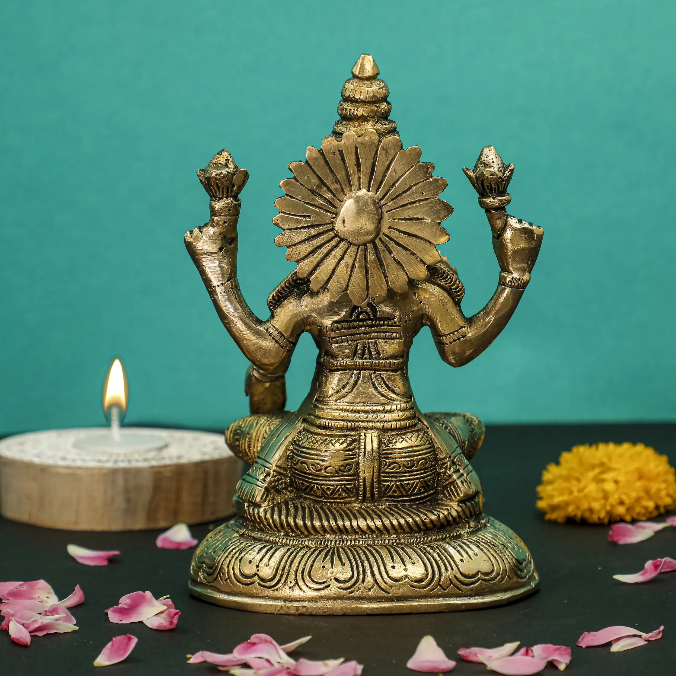 8 Inches Lakshmi Ganesh Saraswati Brass Idol  - Decorative Home Decor