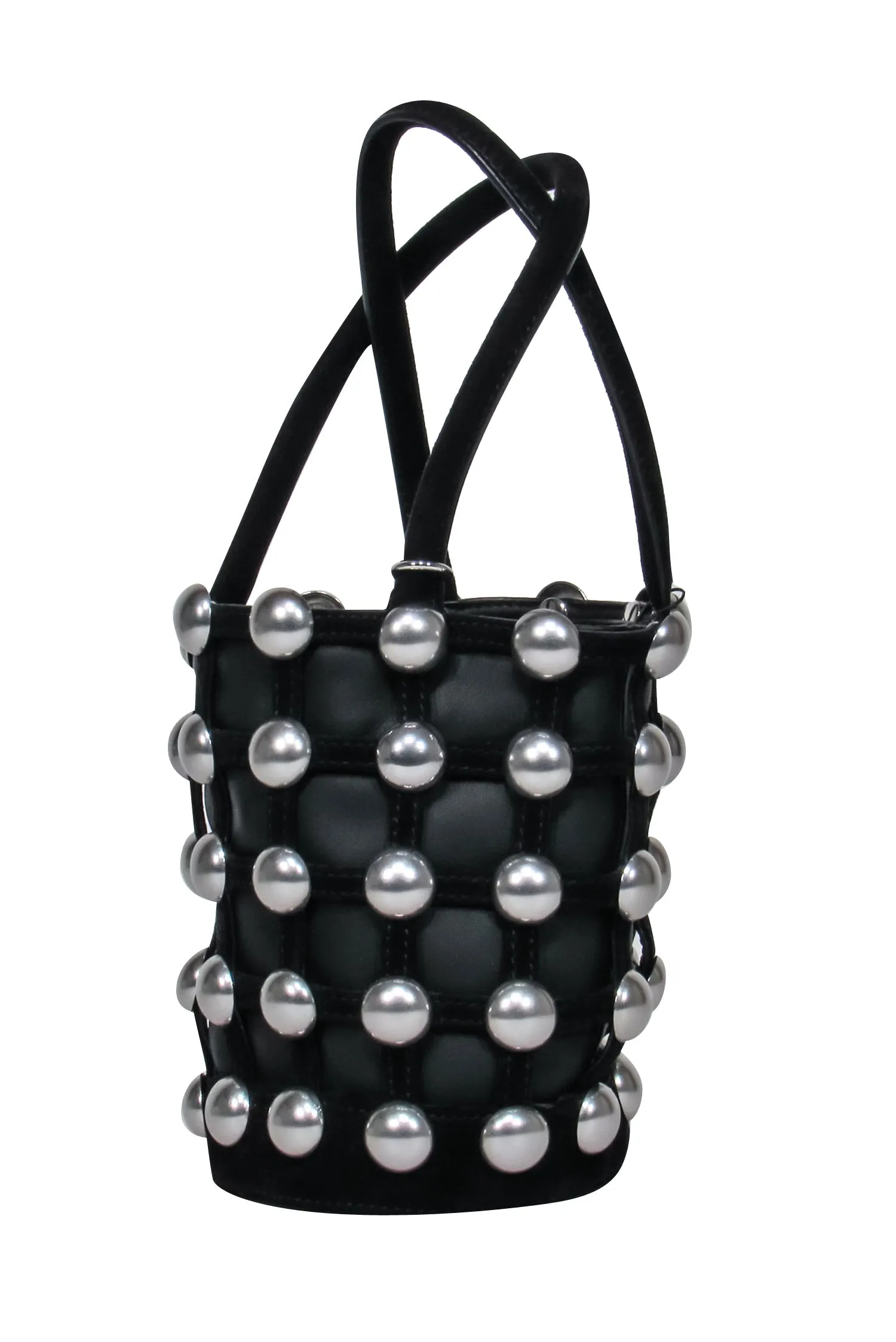 Alexander Wang - Black Leather Mini Bucket Bag w/ Silver Studs
