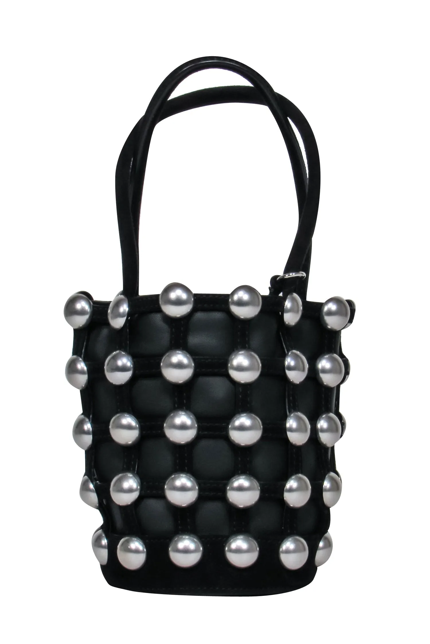 Alexander Wang - Black Leather Mini Bucket Bag w/ Silver Studs