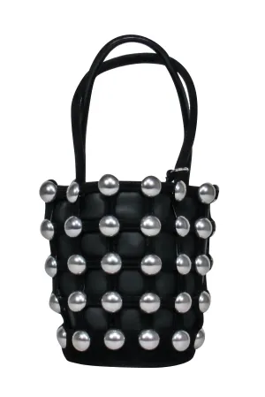 Alexander Wang - Black Leather Mini Bucket Bag w/ Silver Studs