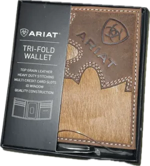 Ariat Brown Calf Hair Men's Trifold Wallet