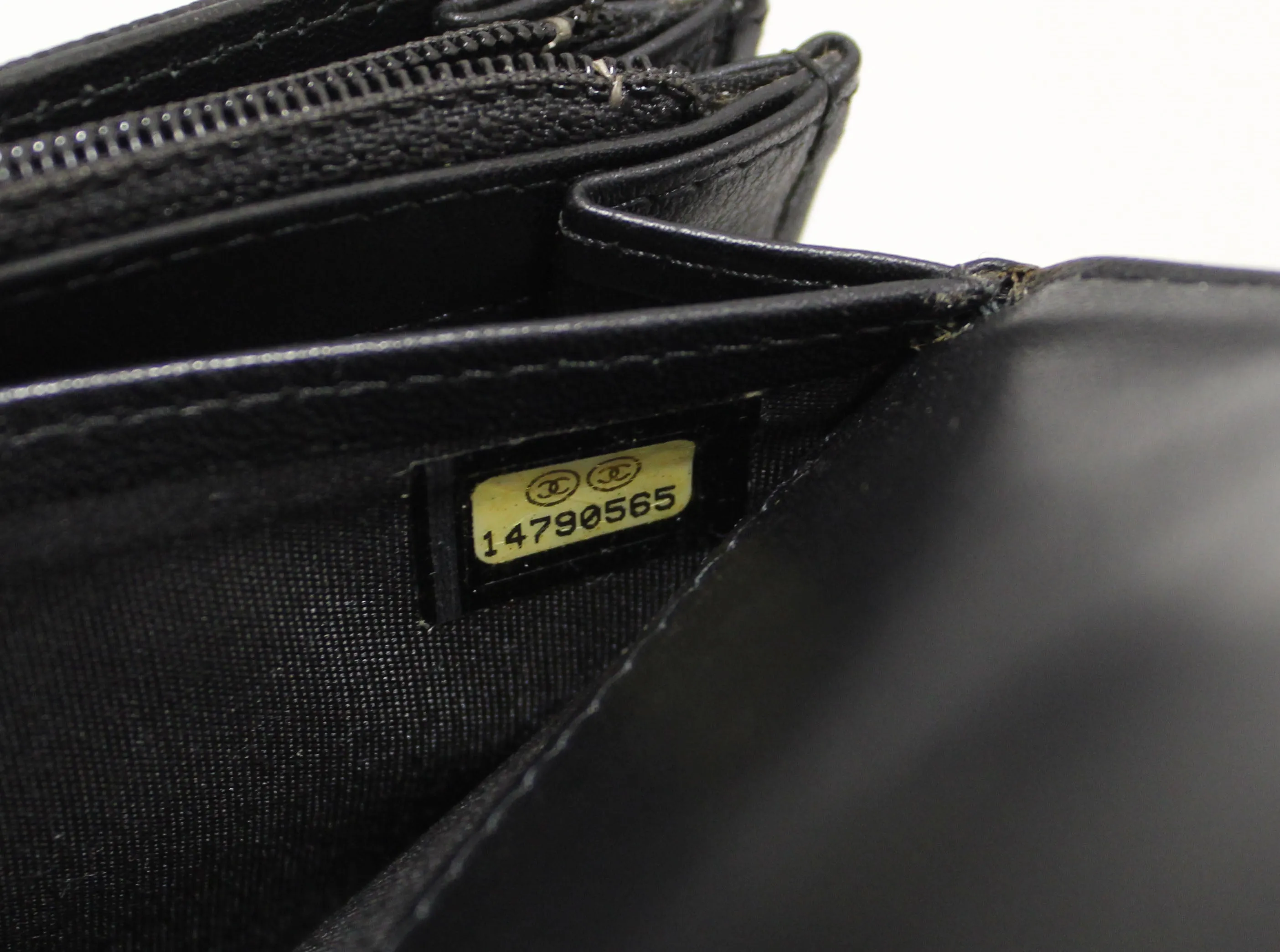Authentic Chanel Black Caviar Leather CC Long Flap Wallet