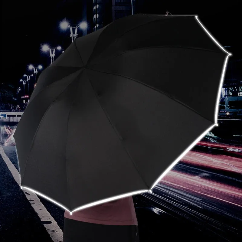 Auto Open Close Light-emitting LED Reverse Ten-bones Three-folding Umbrella