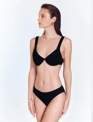 Aya Shiny Black Bikini Bottom