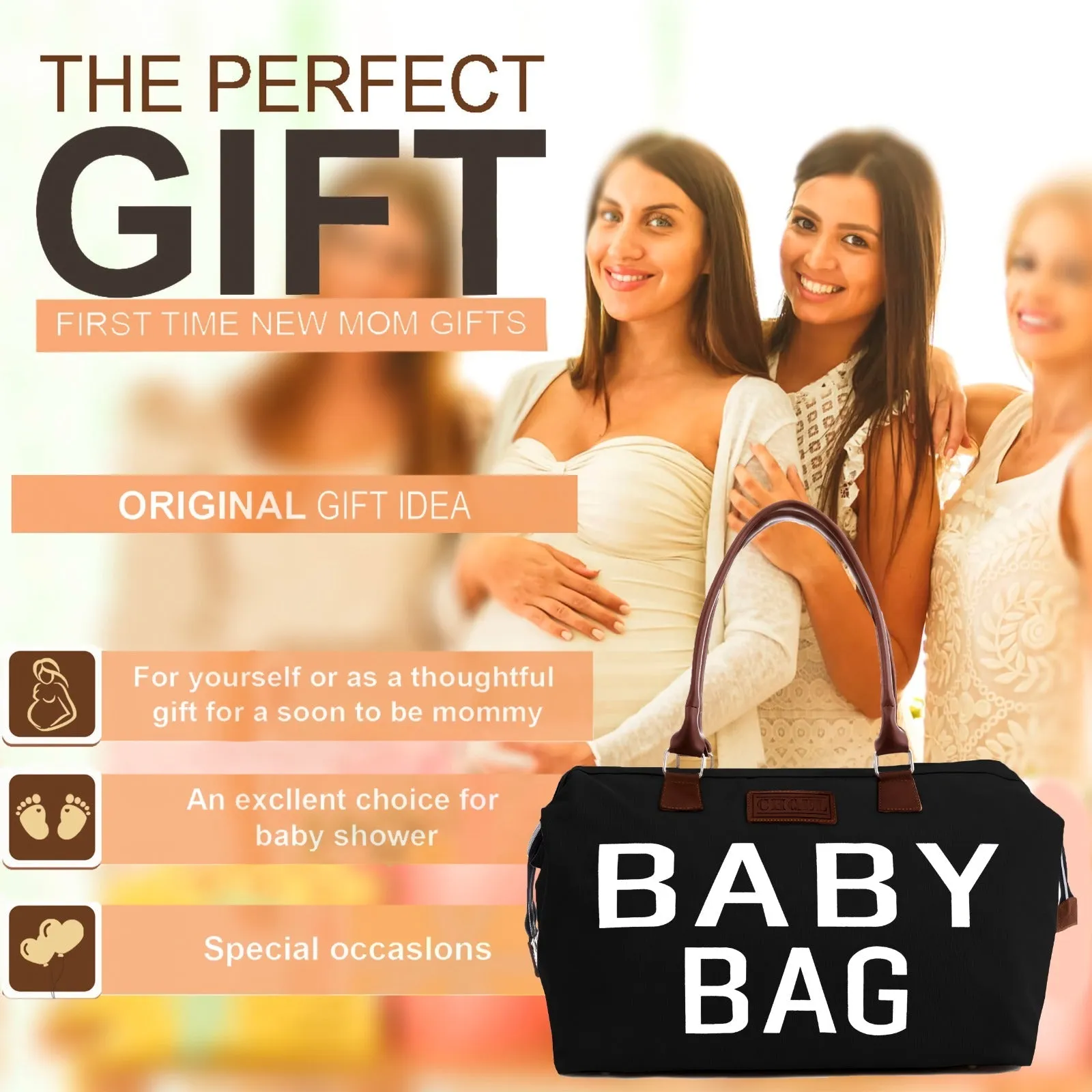 Baby Diaper Bag - Hospital & Travel Ready (BLACK)