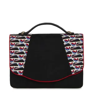 Belfast Black Red Satchel Mini Briefcase Bag (Matches Mia Mid-Heels) by Ruby Shoo