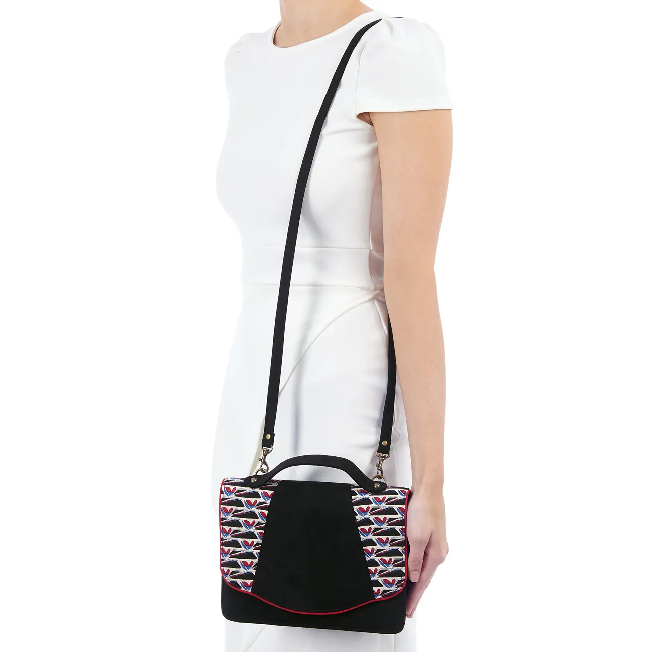 Belfast Black Red Satchel Mini Briefcase Bag (Matches Mia Mid-Heels) by Ruby Shoo
