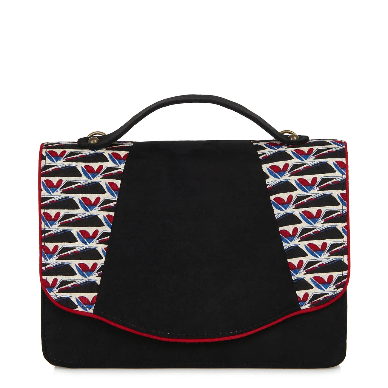 Belfast Black Red Satchel Mini Briefcase Bag (Matches Mia Mid-Heels) by Ruby Shoo